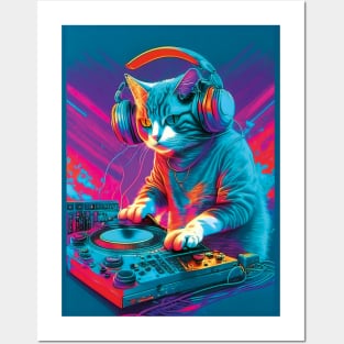 DJ Cat party Posters and Art